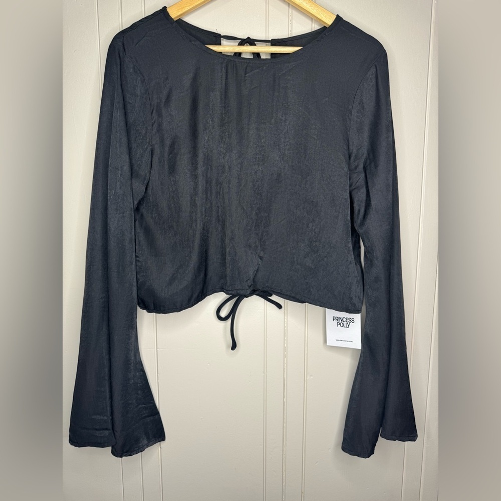 Princess Polly Rhydian Long Sleeve Tie Top Black - Picture 8 of 15